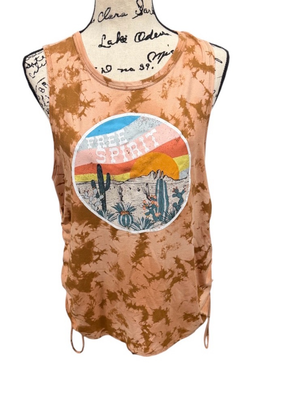 Free Spirit Desert Tie-Dye Tank Top - Peach/Brown
